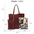 AG00549 - Burgundy Tote Bag With Removable Pouch