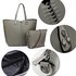 AG00548 - Grey Shoulder Bag With Silver Metal Work And Removable Pouch