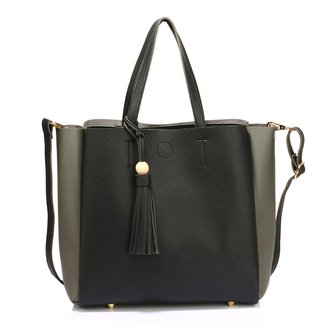 AG00550 - Black / Grey Tassel Shoulder Handbag