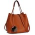 AG00190 - Brown Hobo Bag With Faux-Fur Charm