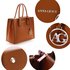 AG00559 - Brown Grab Tote Handbag With Gold Metal Work