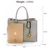 AG00559 - Grey Grab Tote Handbag With Gold Metal Work