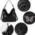 AG00556 -  Black Butterfly Hobo Bag With Black Metal Work