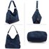 AG00556 - Navy Butterfly Hobo Bag With Black Metal Work