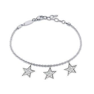 AGB0067 - Silver Stars Crystal Bracelet