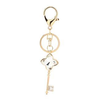 AGCK1043 - Gold Metal Crystal Key Bag Charm