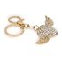 AGCK1062 - Sparkly Gold Metal Crystal Angel Heart Bag Charm (MIX COLOURS)