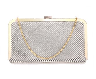 Silver Crystal Beaded Evening Clutch Purse wholesale