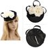 AGF00240 - Black / Ivory Flower Mesh Feather Hat Fascinator