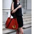 AG00190A - Black / Red Hobo Bag With Faux-Fur & Tassel Charm