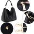 AG00573 - Black Hobo Shoulder Bag With Gold Metal Work