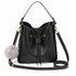 AG00591S - Black Drawstring Tote Bag With Faux-fur Bag Charm