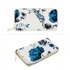 AGP1108 - White / Blue Floral Print Zip Around Purse / Wallet