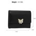 AGP1103 - Black Flap Metal Butterfly Design Purse / Wallet