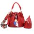 AG00615 - Red Drawstring Bucket Bag With Pouch
