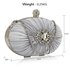 LSE0093 - Gorgeous Silver Crystal Satin Rouched Hard Case Evening Bag