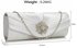 LSE00104 - Ivory Crystal Flower Satin Clutch