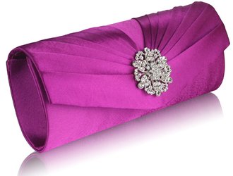 LSE00104 - Wholesale & B2B Purple Crystal Flower Satin Clutch Supplier & Manufacturer