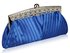 LSE00111 - Royal Blue Ruched Satin Clutch With Crystal Decoration