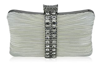 LSE0049 - Wholesale & B2B Gorgeous Ivory Crystal Strip Clutch Evening Bag Supplier & Manufacturer