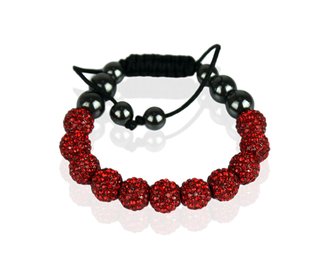 LSB0013-Red Shamballa Bracelet Crystal-Disco Ball Friendship Bead