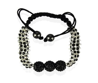 LSB0015-Black Shamballa Bracelet Crystal-Disco Ball Friendship Bead