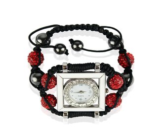 LSB0020-Red Crystal Shamballa Watch Bracelets ( Decorative watch)