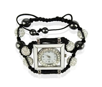 LSB0020-White Crystal Shamballa Watch Bracelets ( Decorative watch)