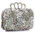 LSE00145- Silver Grey Women's Knuckle Rings Evening Bag