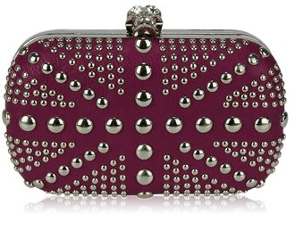 LSE00135-Wholesale & B2B Purple Studded Clutch Bag With Crystal-Encrusted Skull Clasp Supplier & Manufacturer