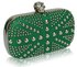 LSE00135- Wholesale & B2B Green Studded Clutch Bag With Crystal-Encrusted Skull Clasp Supplier & Manufacturer