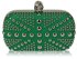 LSE00135- Wholesale & B2B Green Studded Clutch Bag With Crystal-Encrusted Skull Clasp Supplier & Manufacturer
