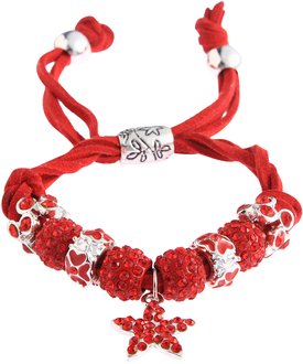 LSB0037-Red Crystal Bracelet With Star Charm