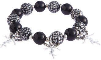 LSB0042- Black Crystal Bracelet With Fairy Charms