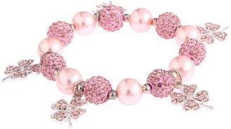 LSB0043- Pink Crystal Bracelet With Butterfly Charms