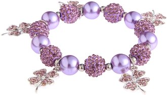 LSB0043- Purple Crystal Bracelet With Butterfly Charms