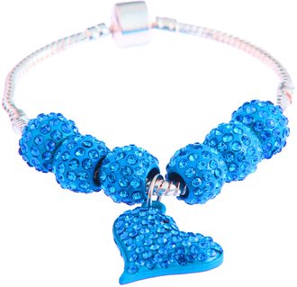 LSB0046- Teal Crystal Bracelet With Heart Charm