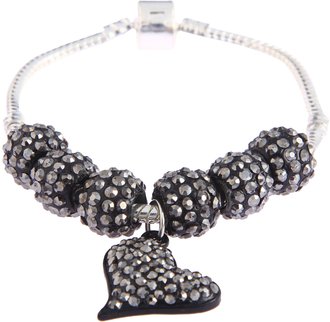 LSB0046- Black Crystal Bracelet With Heart Charm