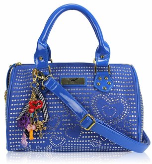 LS7016 - Blue Heart Diamante Tote Bag With Charm
