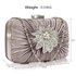 LSE006 - Grey Gorgeous Crystal Satin Rouched Brooch Hard Case Grey Evening Bag