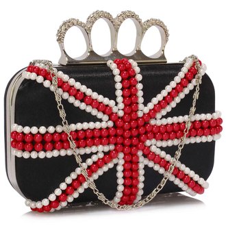 LSE00169 - Wholesale & B2B Black Knuckle Rings Clutch With Crystal Decoration Supplier & Manufacturer