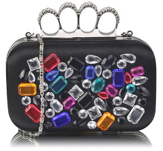 LSE00171 - Wholesale & B2B Black Knuckle Rings Clutch With Crystal Decoration Supplier & Manufacturer