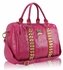 LS00240A -  Pink Stunning Studded Barrel Bag With Long Strap
