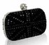 LSE00168- Black Studded Clutch Bag With Crystal-Encrusted Skull Clasp