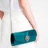 LSE00104 - Turquoise Crystal Flower Satin Clutch