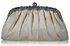 LSE0088 - Nude Sparkly Crystal Satin Evening Clutch