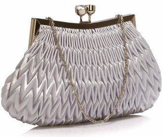 LSE00193 - Silver Crystal Evening Clutch Bag