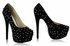 LSS00108 - Black Spike Stud Platform Court Shoes