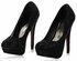 LSS00106 - Black Diamante Embellished Platform Shoes