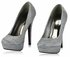 LSS00106 - Silver Diamante Embellished Platform Shoes